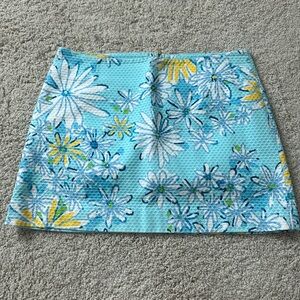 Lilly Pulitzer blue white yellow six skirt lined 6